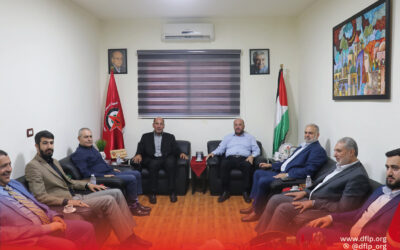 الديمقراطية تستقبل قيادة حماس في لبنان الحرص على وحدة الموقف الفلسطيني وبناء افضل العلاقات الفلسطينية اللبنانية، وتنظيمها بما يضمن مصلحة الشعبين الشقيقين