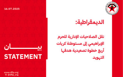 الديمقراطية: نقل الصلاحيات الإدارية للحرم الإبراهيمي إلى مستوطنة كريات أربع خطوة تصعيدية هدفها التهويد