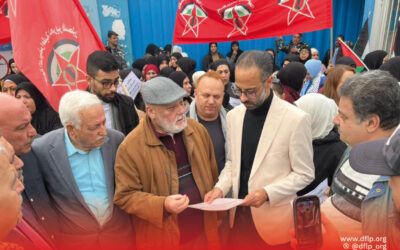 الديمقراطية في اعتصام جماهيري أمام مقر الأونروا رفضاً للتقليصات ومطالبة بخطة إنقاذ شاملة للاجئين الفلسطينيين